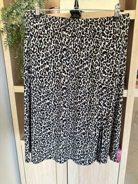 Leopard Print Midi Skirt in Black & Cream